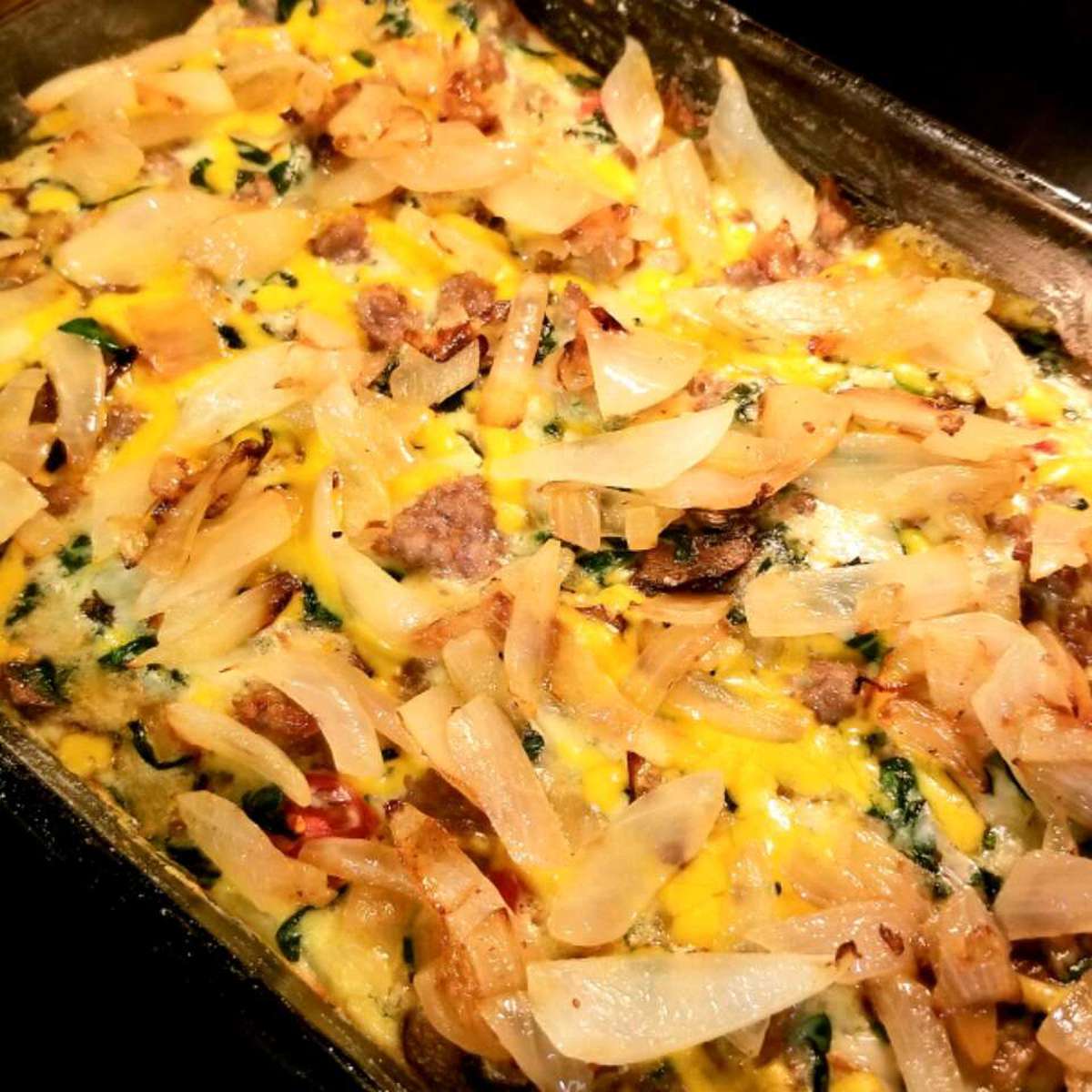 Crustless Caramelized Onion and Cheese Quiche Recipe