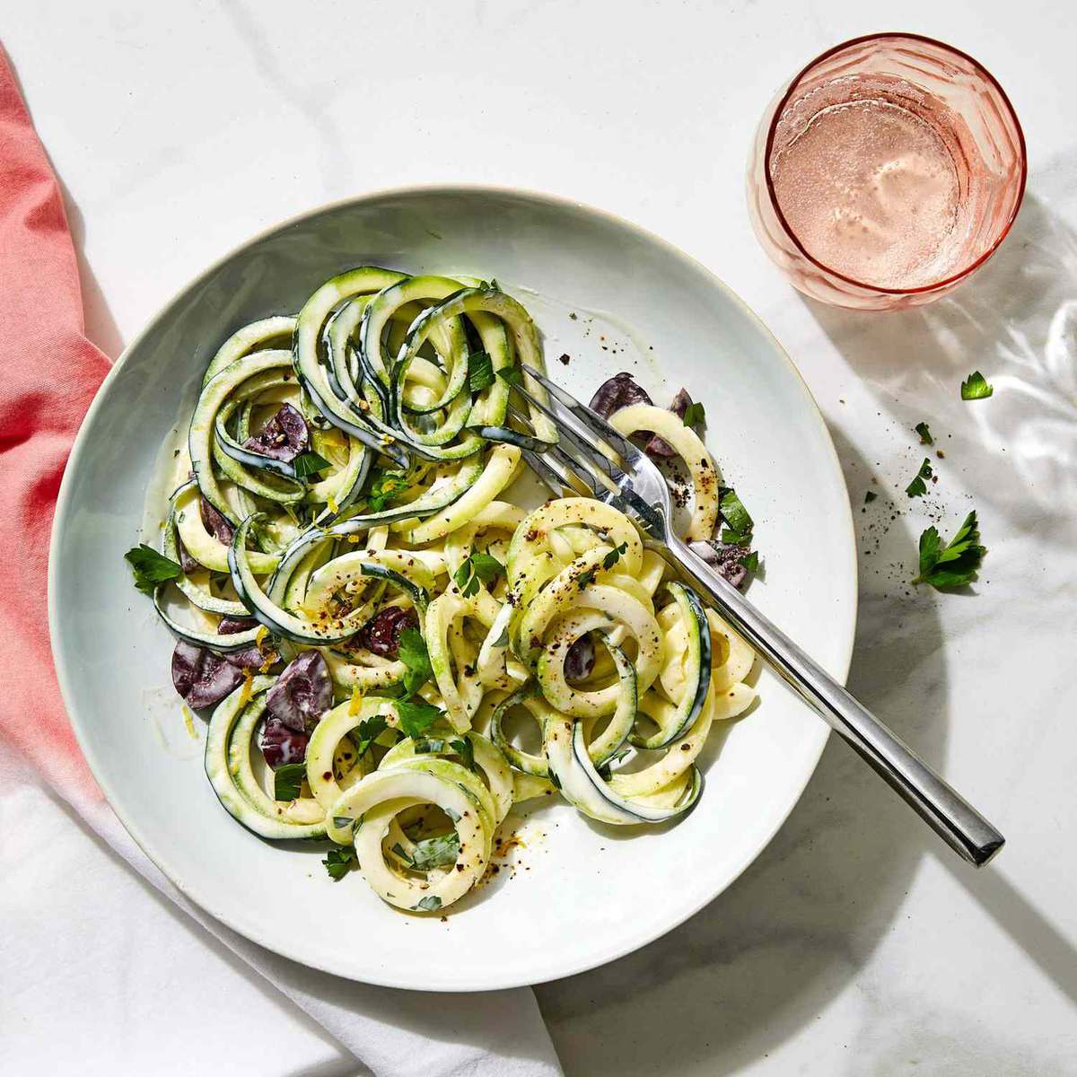 Zucchini Noodle Salad Recipe with Creamy Buttermilk Dressing