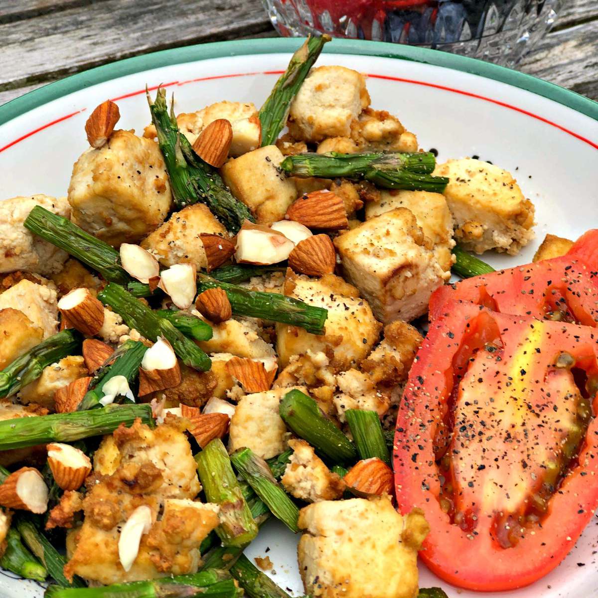 Easy Air Fryer Vegan Tofu and Asparagus Scramble Recipe
