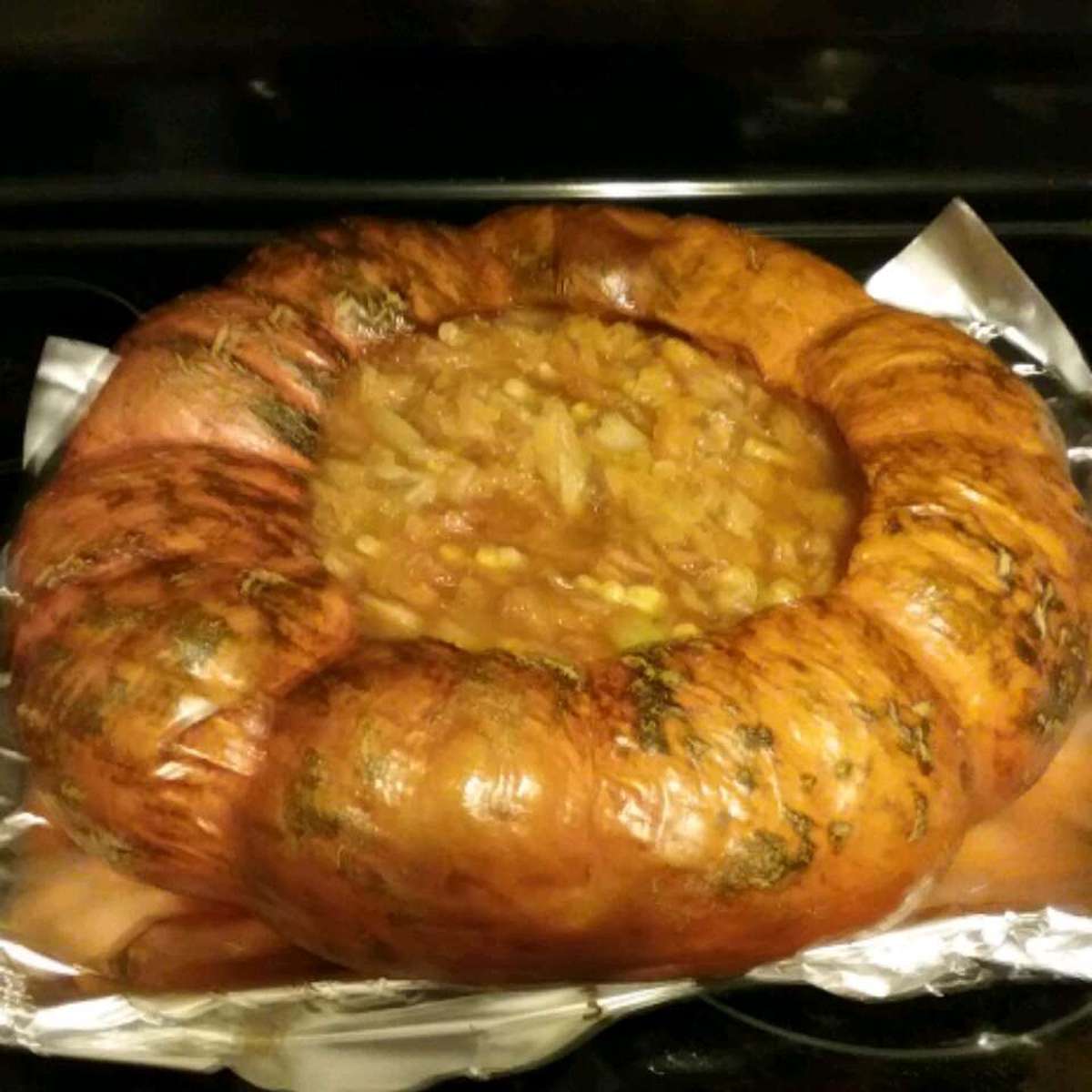 Cinderella Pumpkin Bowl Recipe with Sausage and Vegetables