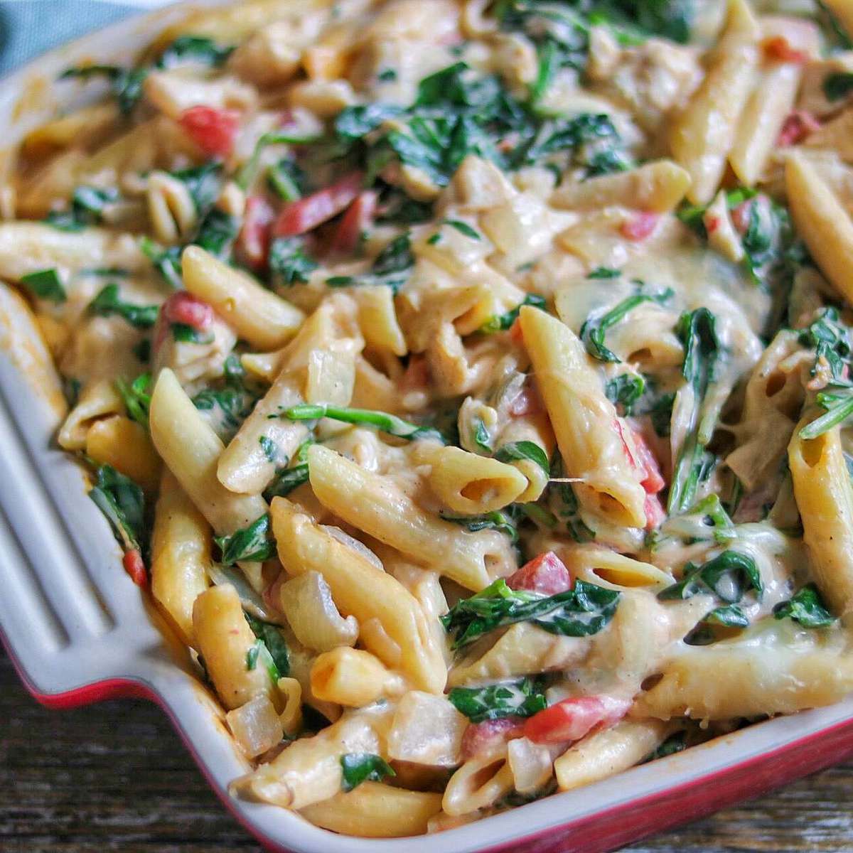 Irresistible Chicken Spinach and Cheese Pasta Bake Recipe