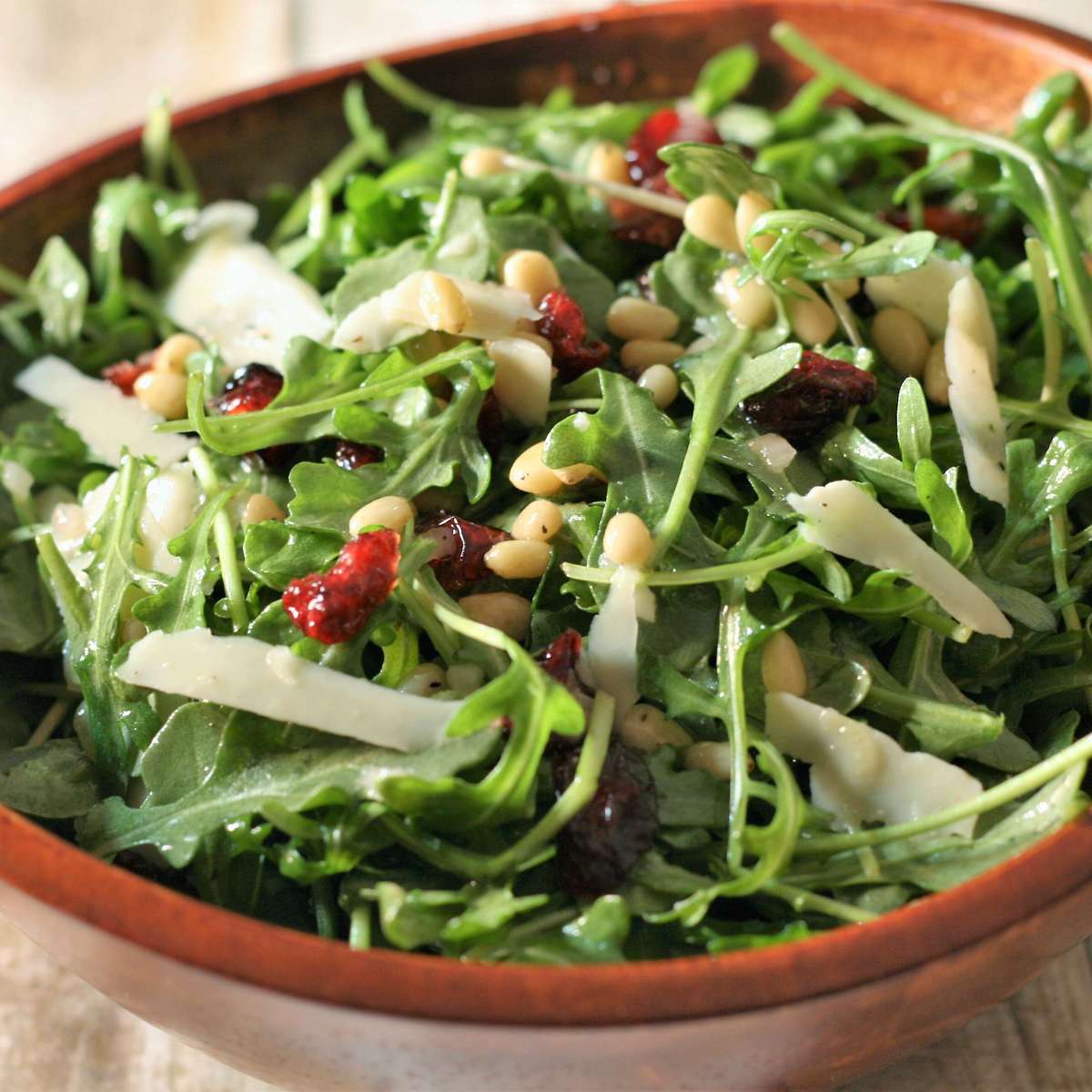 Easy Arugula Salad Recipe with Asiago Cheese and Cranberries