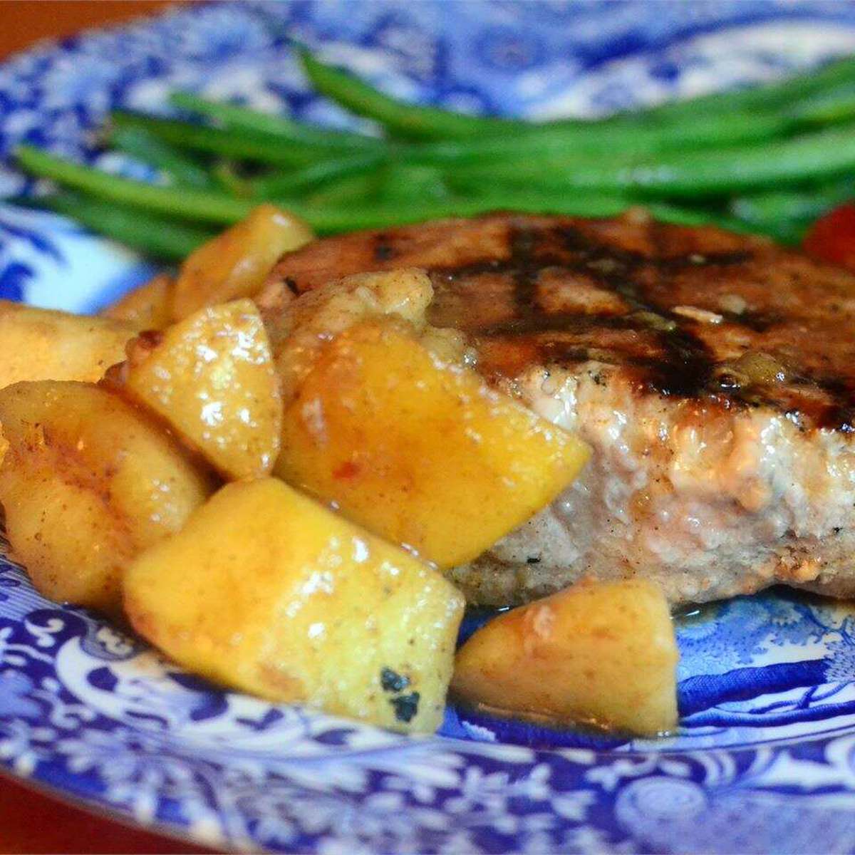 Grilled Pork Chops with Apple Pear Topping Recipe