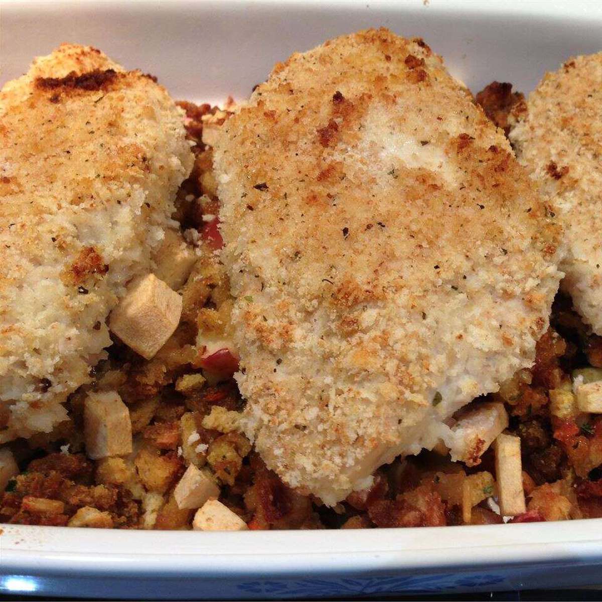 Easy Baked Chicken Recipe with Apple Stuffing