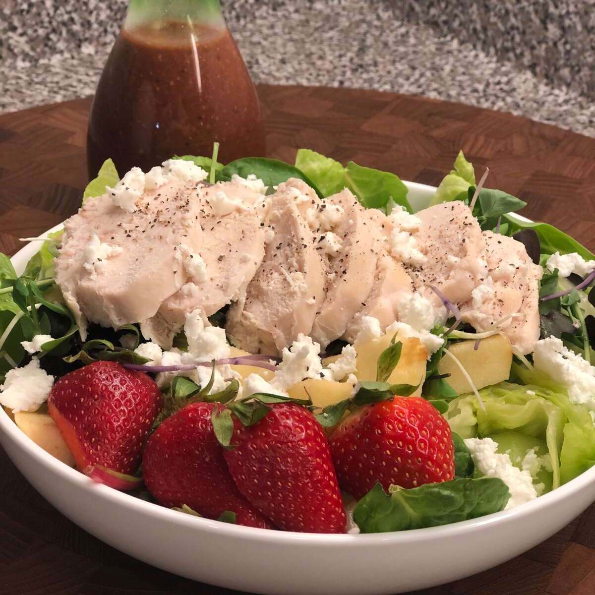 Strawberry Feta Chicken Salad Recipe with Homemade Balsamic Vinaigrette