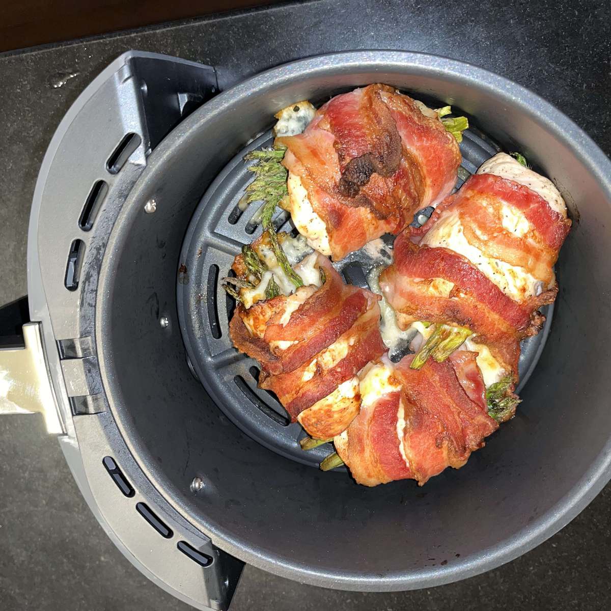 Air Fryer Bacon Wrapped Stuffed Chicken Breast Recipe