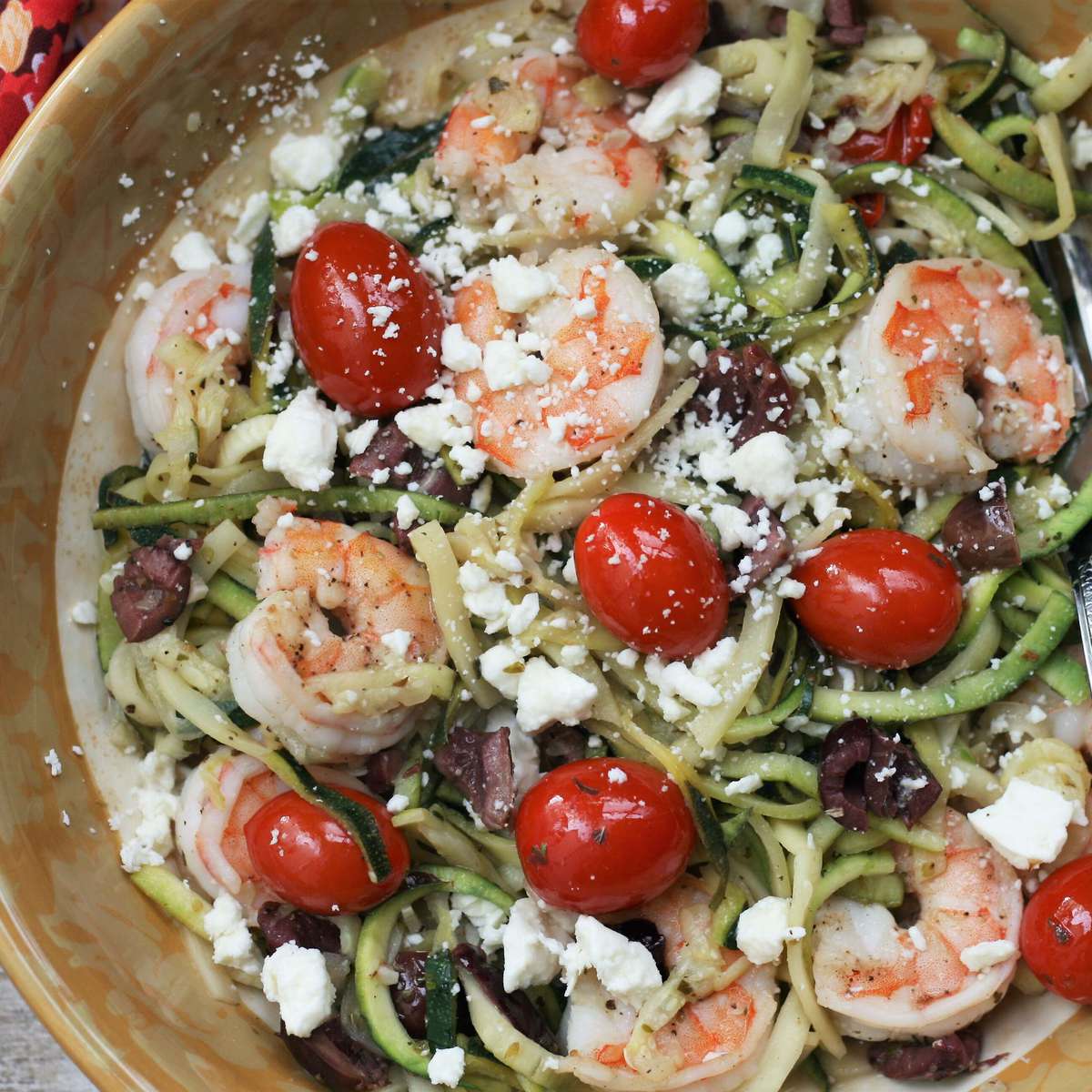 Mediterranean Zucchini Noodles with Shrimp