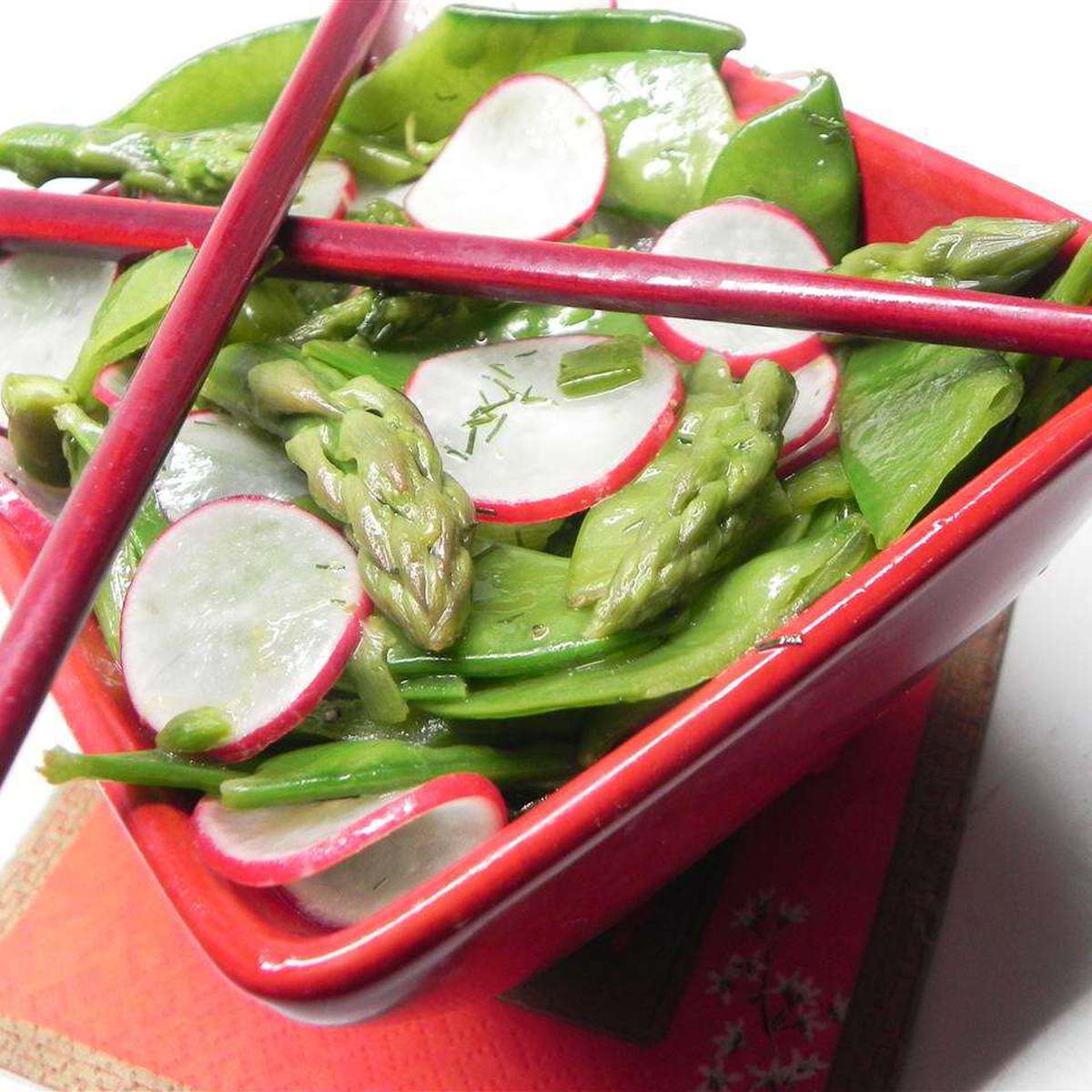 Fresh Asparagus, Snow Pea, and Radish Salad Recipe