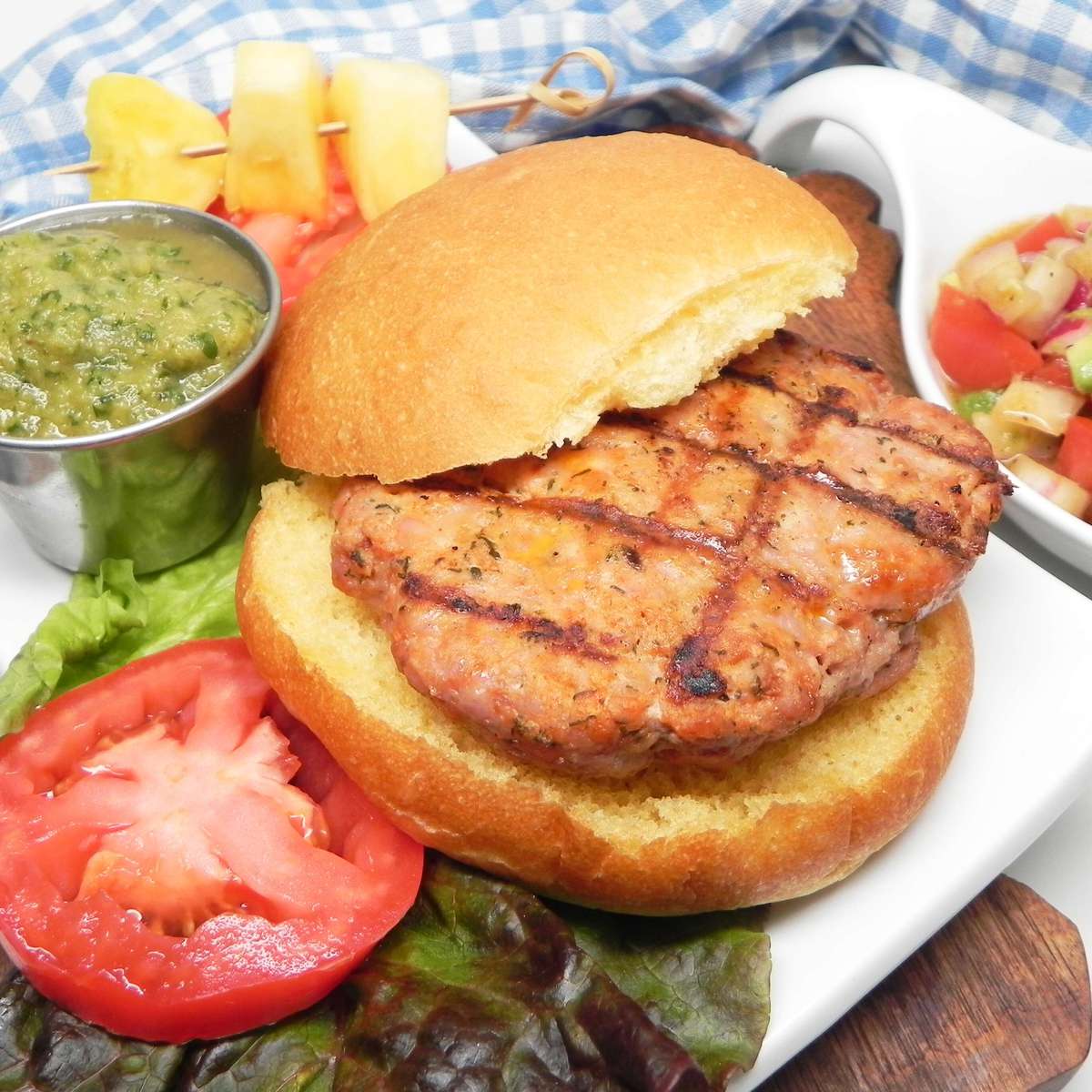 Grilled Pork Burgers with Delicious Pineapple Salsa Recipe