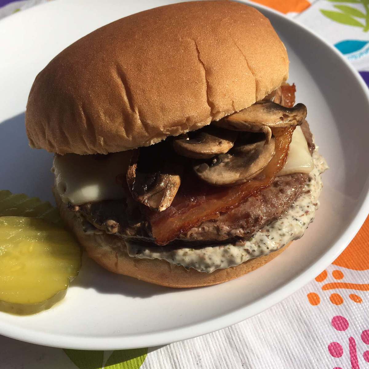 Ultimate Bacon Mushroom Swiss Burger Recipe
