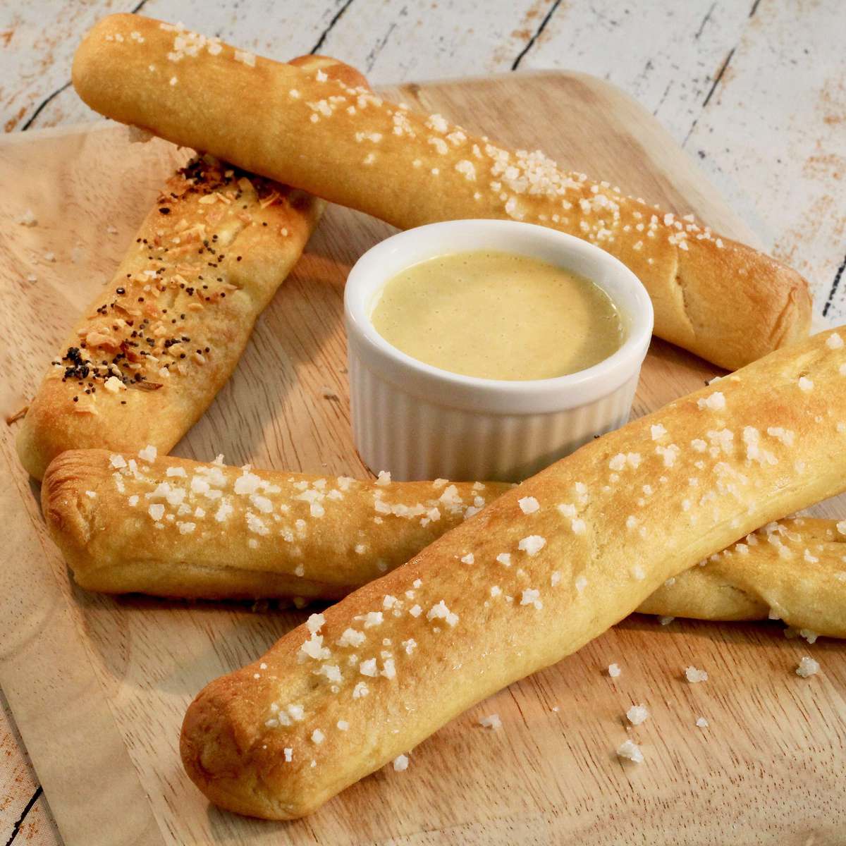 Easy Soft Pretzel Sticks Recipe with Honey Mustard Dip