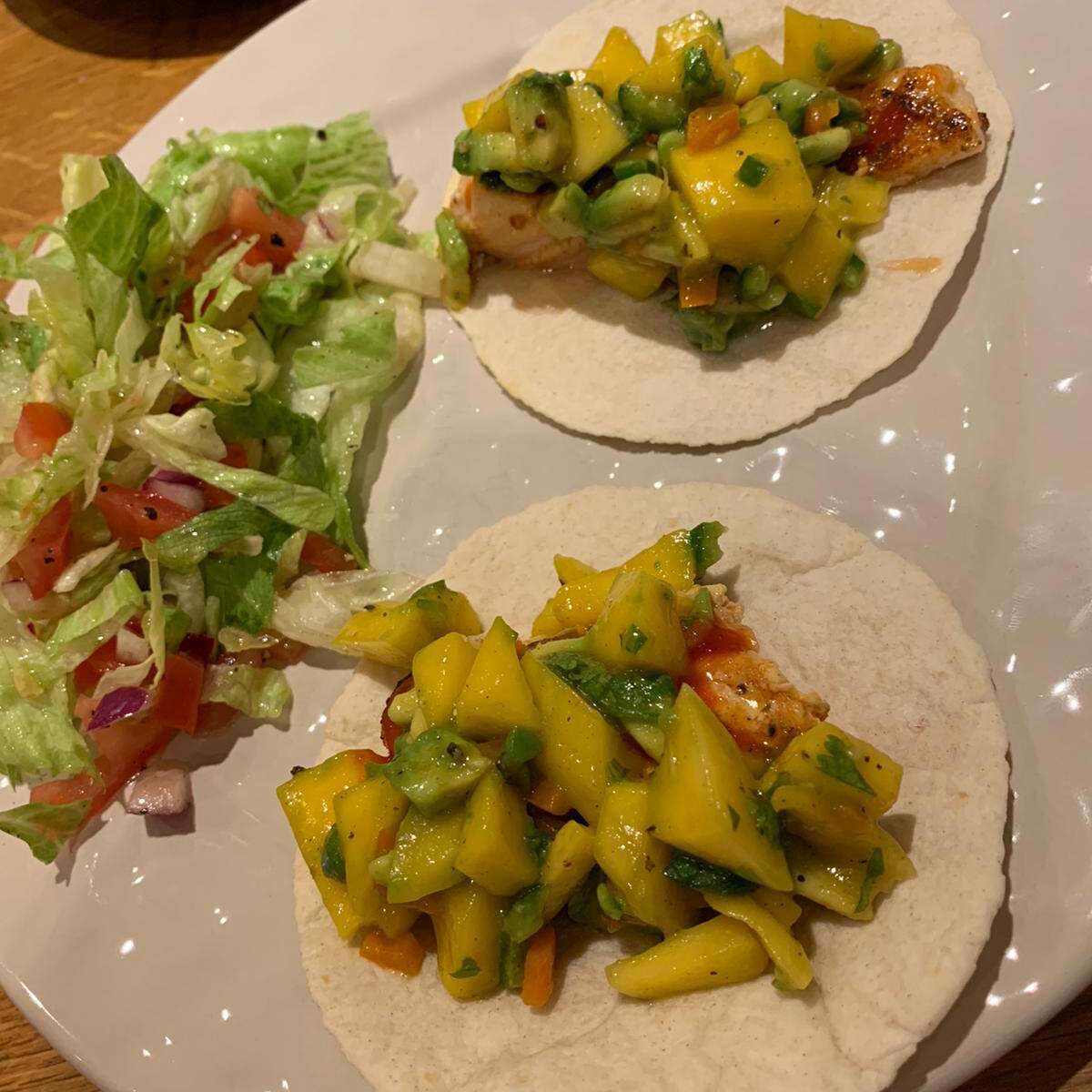 Blackened Salmon Tacos Recipe with Mango Avocado Salsa
