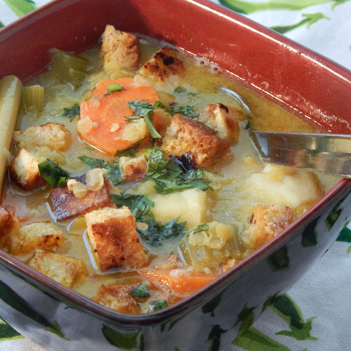 Easy Vegetable Tofu Soup Recipe with Lemongrass and Coconut Milk