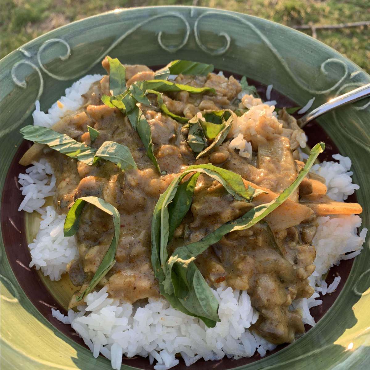 Easy Peanut Chicken Curry Recipe with Basil