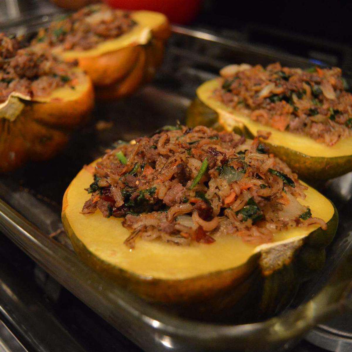 Venison and Wild Rice Stuffed Acorn Squash Recipe