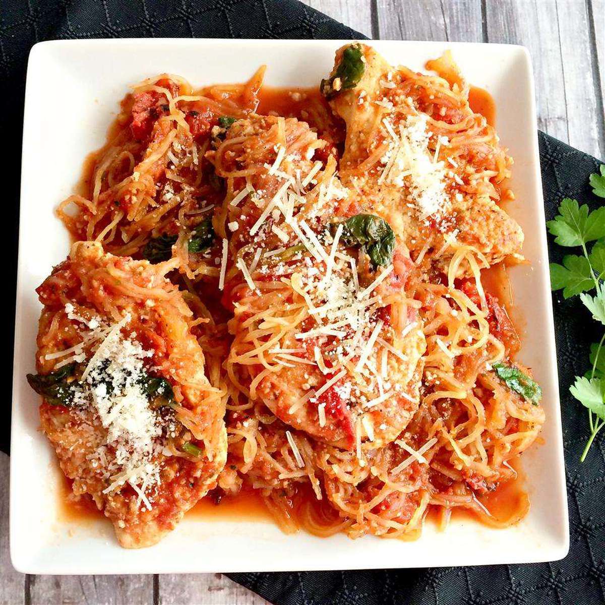 Healthy Spaghetti Squash Chicken Parmesan Recipe