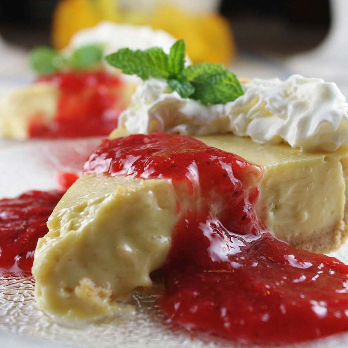 Key Lime Pie Recipe with Strawberry Rhubarb Glaze