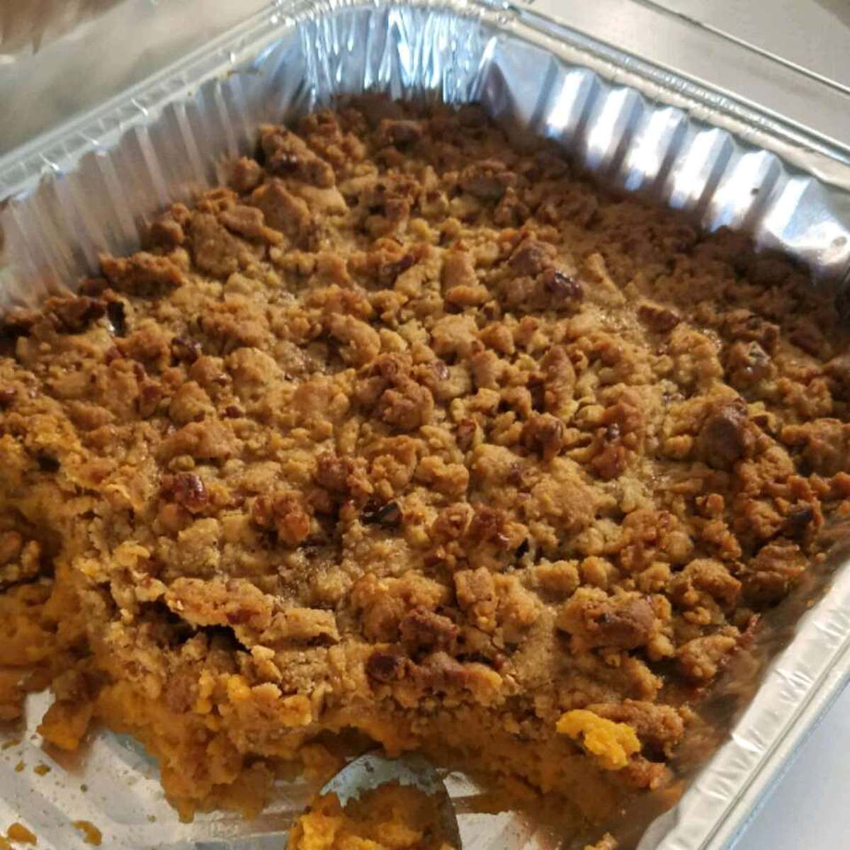 Sweet Potato Casserole with Crunchy Praline Topping