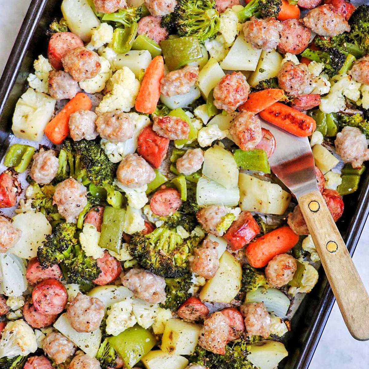 Easy Sheet Pan Sausage and Roasted Vegetable Dinner
