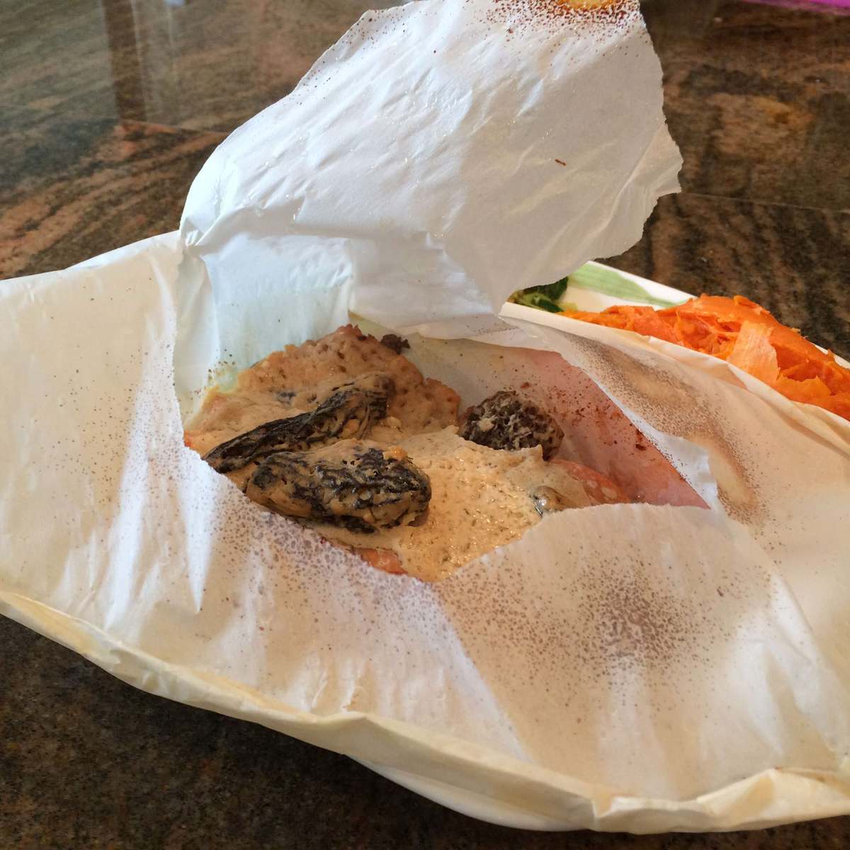 Easy Parchment-Cooked Fish Recipe with Morels and Spring Garlic