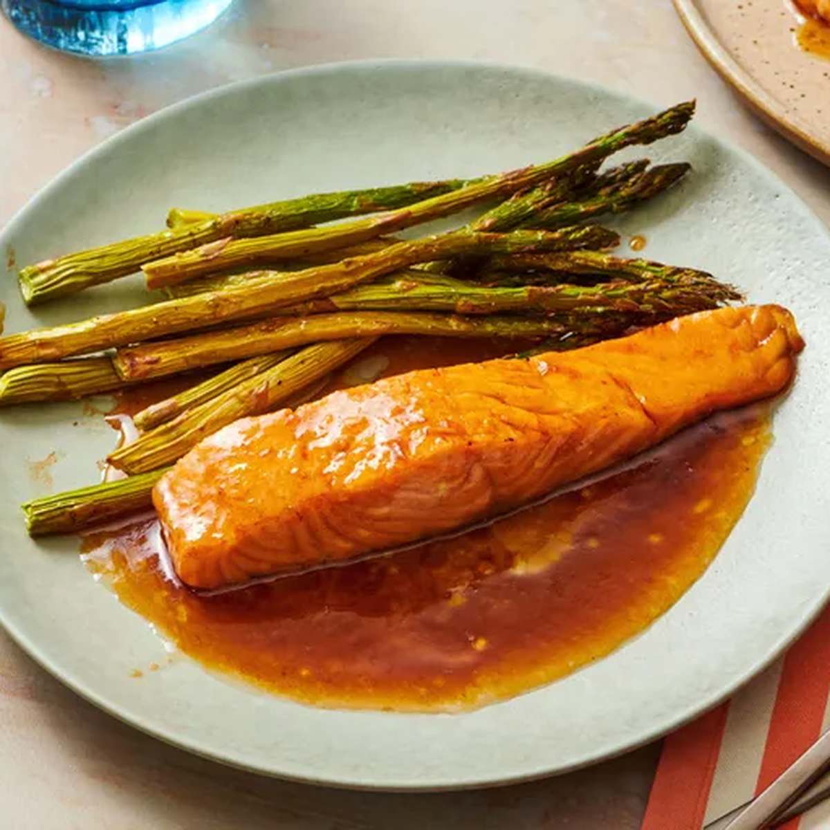 Bourbon Glazed Salmon with Baked Asparagus Recipe