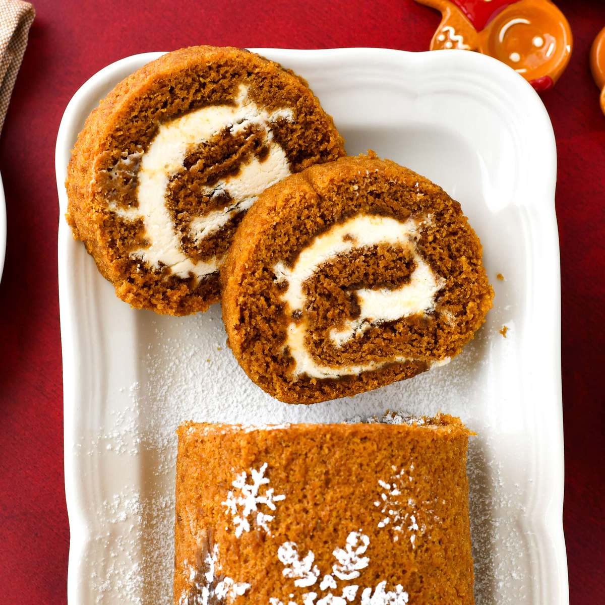 Gingerbread Cake Roll Recipe with Eggnog Whipped Cream