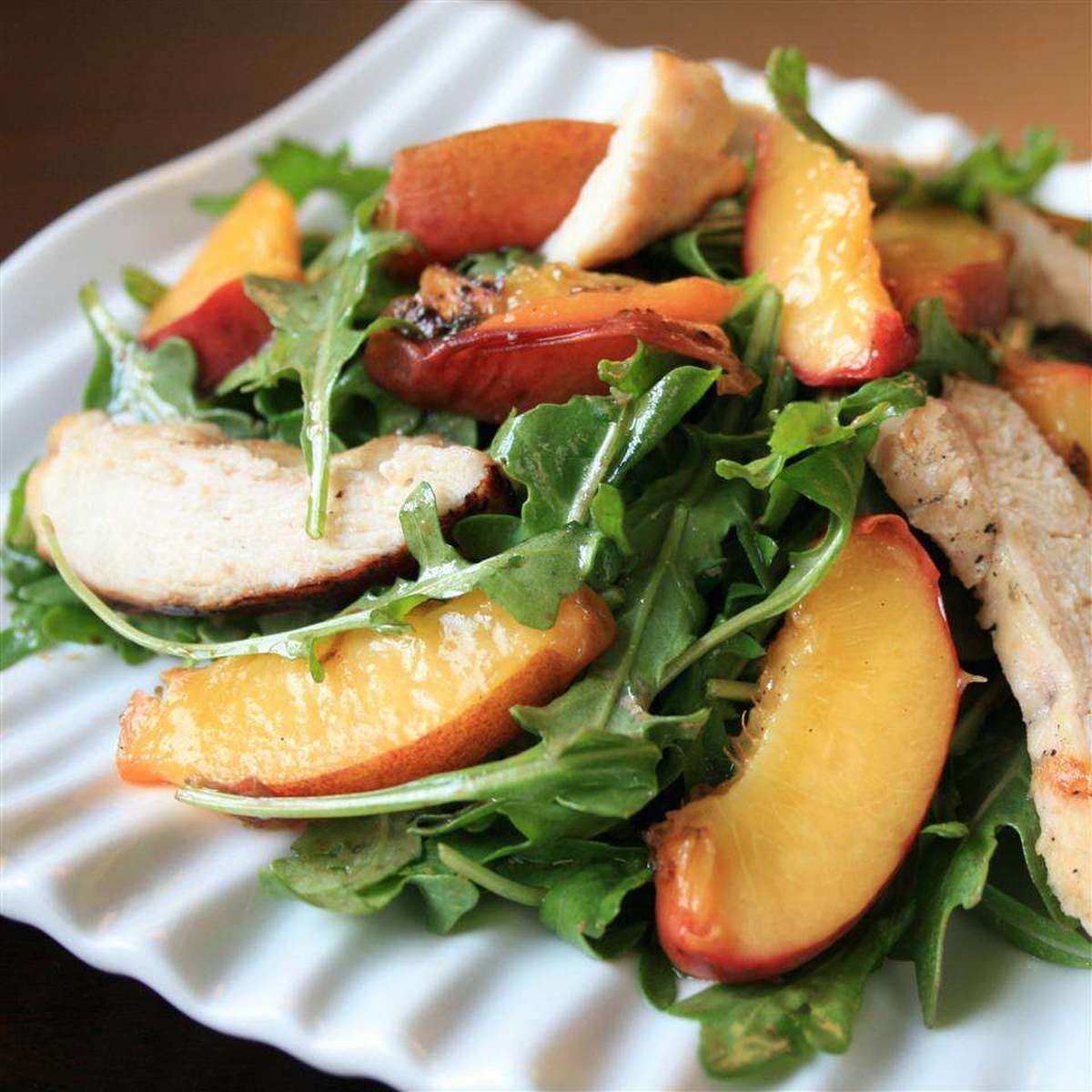 Grilled Chicken, Peach & Arugula Salad Recipe
